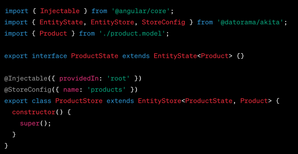 Screengrab of creating a new file called product.store.ts
